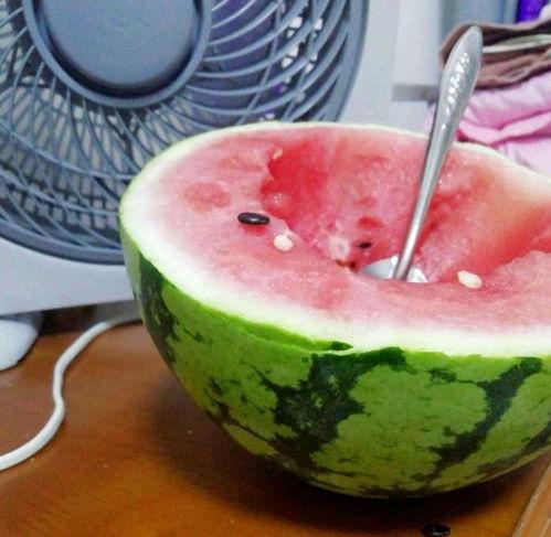吃西瓜连瓜带皮吃